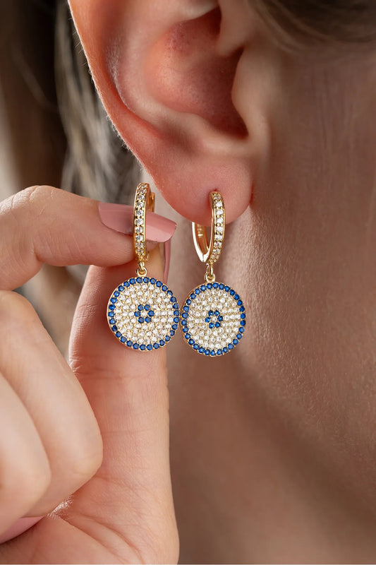 Boucles d'oreilles rondes Nazar Aura Nazar - 925 argent sterling