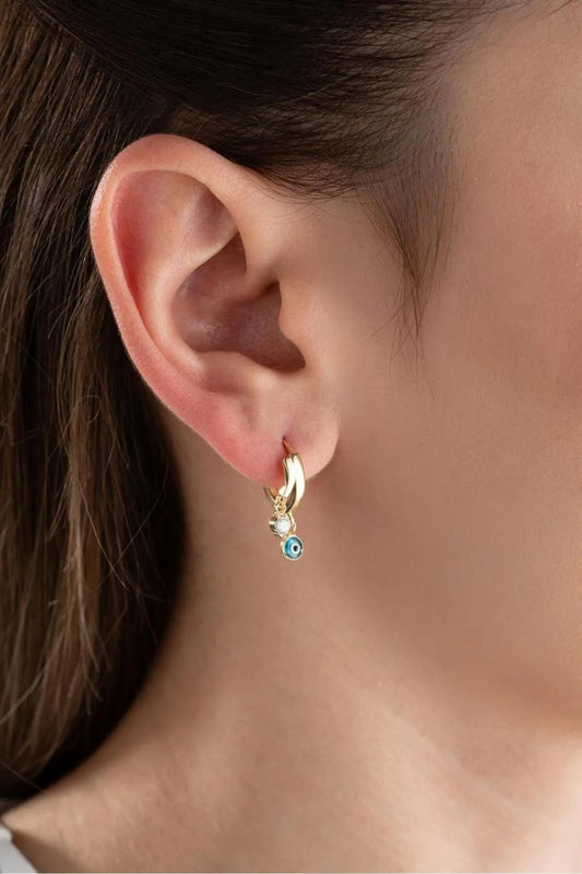 Boucles d'oreilles en pierre de nazar - 925 argent sterling - aura bleu