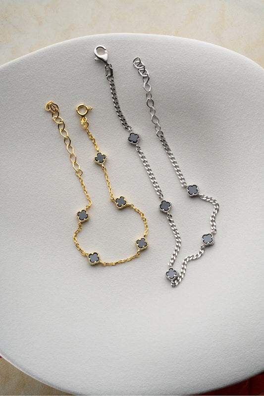 925 Ayar Gümüş Çift Yonca Bileklik