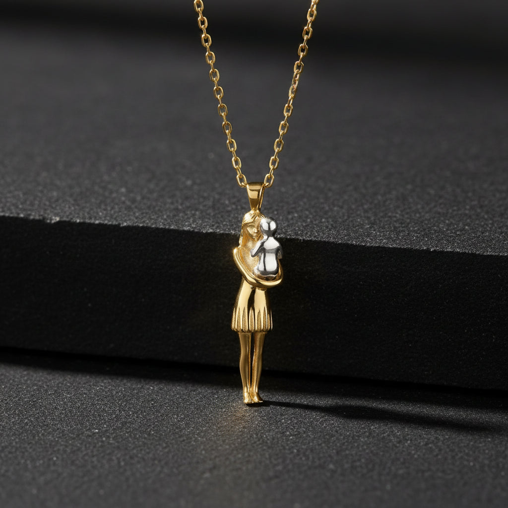 Mother Baby Women Necklace 925 Silver