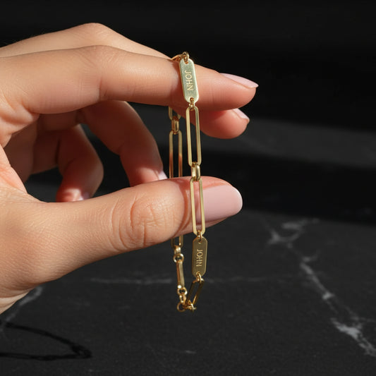 Bracelet Prénom Argent 925 Chaîne Trombone