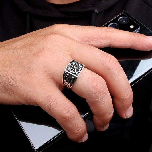 Bague pour homme à motifs VARQ Seldjoukide – Argent sterling 925