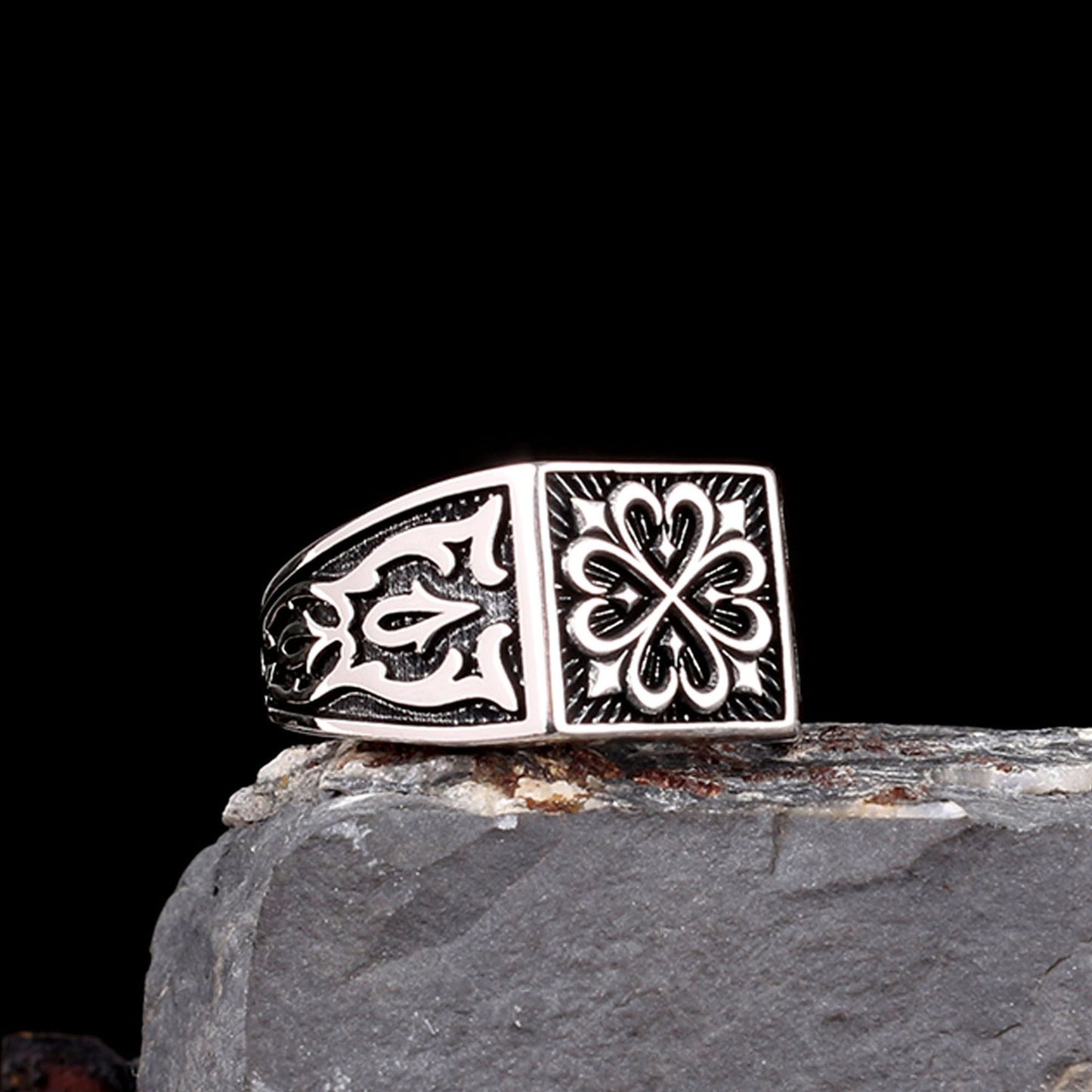 VARQ Selçuk Desenli Erkek Yüzük – 925 Ayar Gümüş