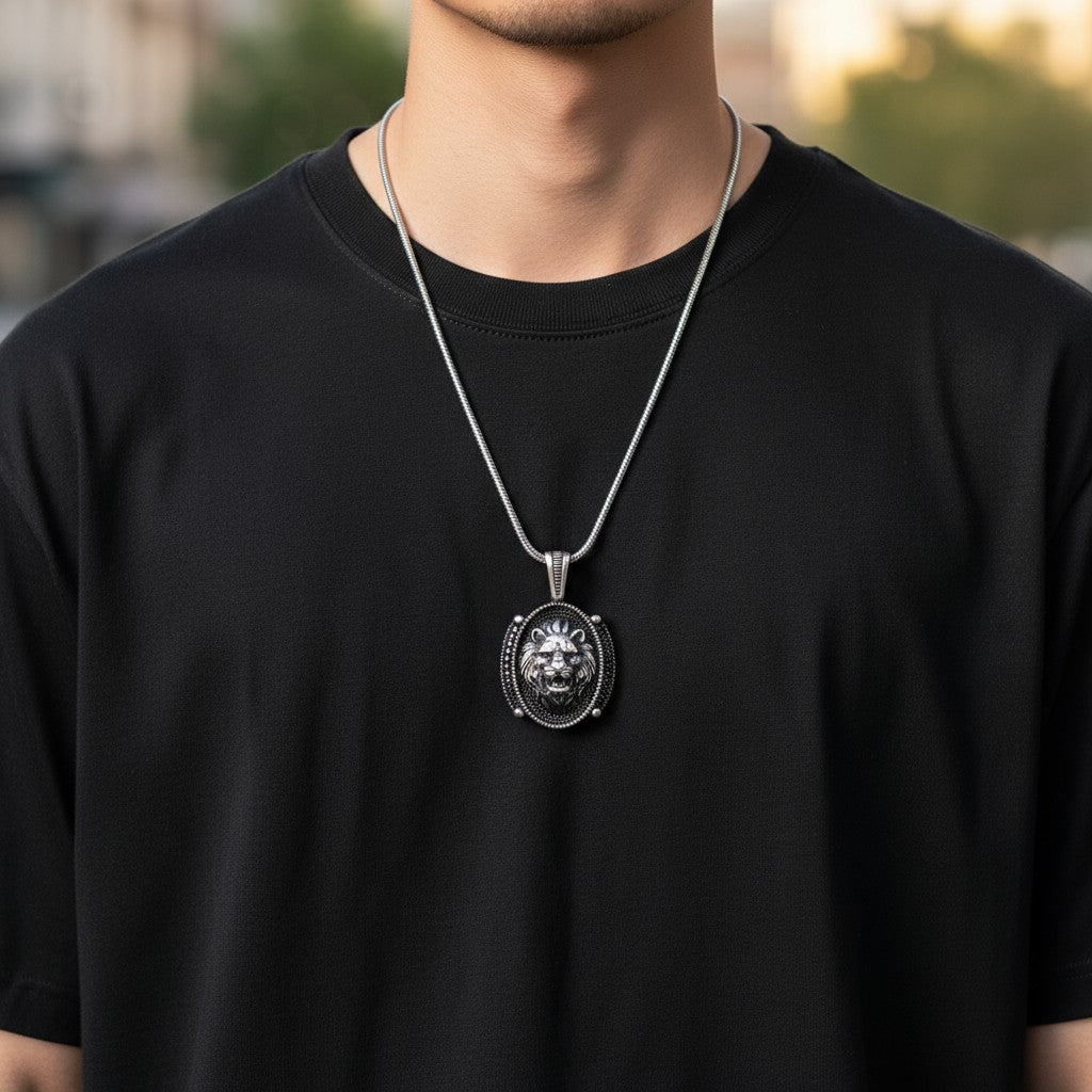 925 Ayar Gümüş Aslan Kolye