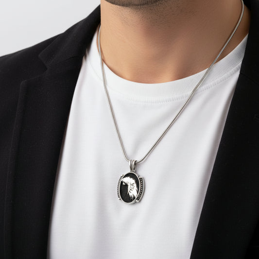 925 Sterling Silver Eagle Necklace with Micro Stone Frame