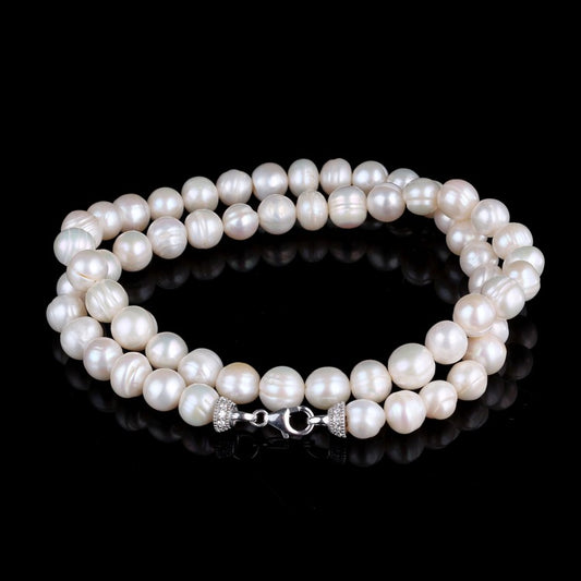 925 Ayar Gümüş Klipsli Orijinal Kültür İncisi Kolye – 50 cm