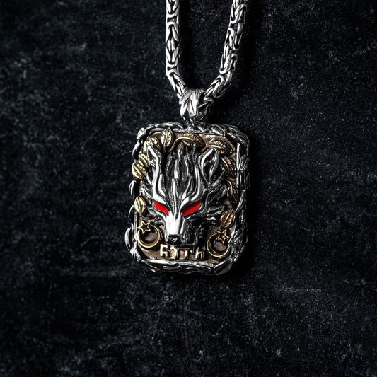 Göktürkçe Türk Bozkurt Gümüş Kolye