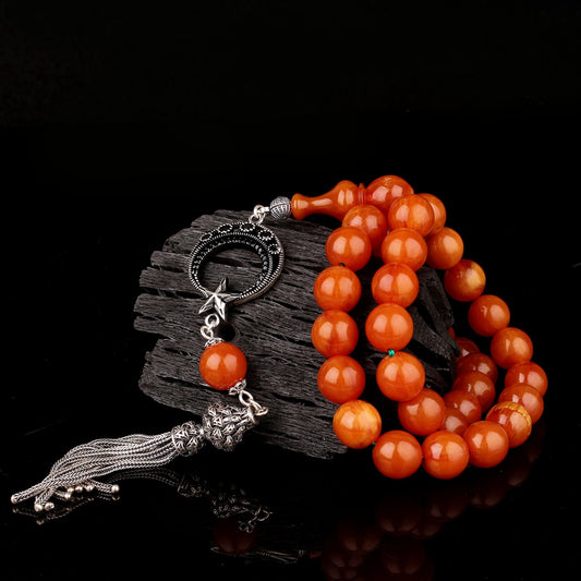 Ateş Kehribar Tesbih Ayyıldız