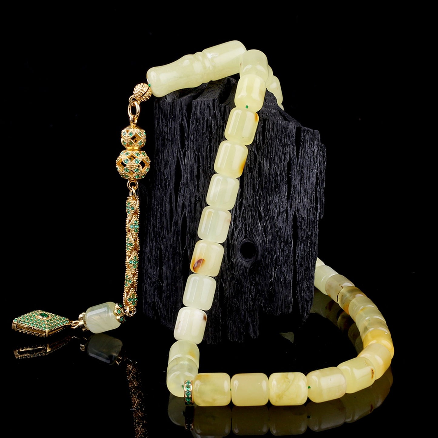 Mat Sarı Kapsül Kesim Damla Kehribar Tesbih