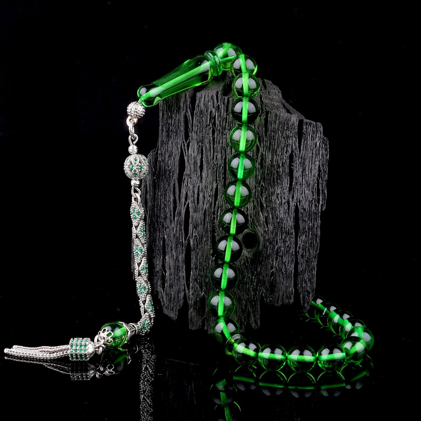 Yeşil Damla Kehribar Tesbih