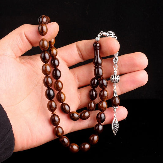 Kahverengi Ateş Kehribar Tesbih