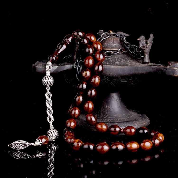 Kahverengi Ateş Kehribar Tesbih