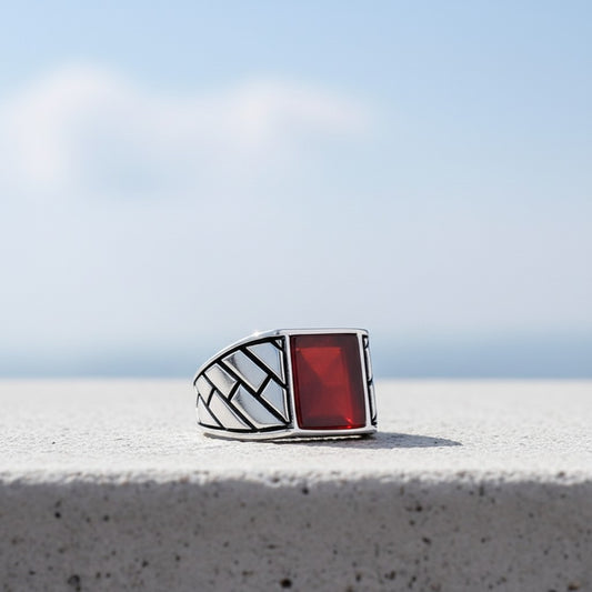 925 Sterling Silber Herrenring mit Achatstein