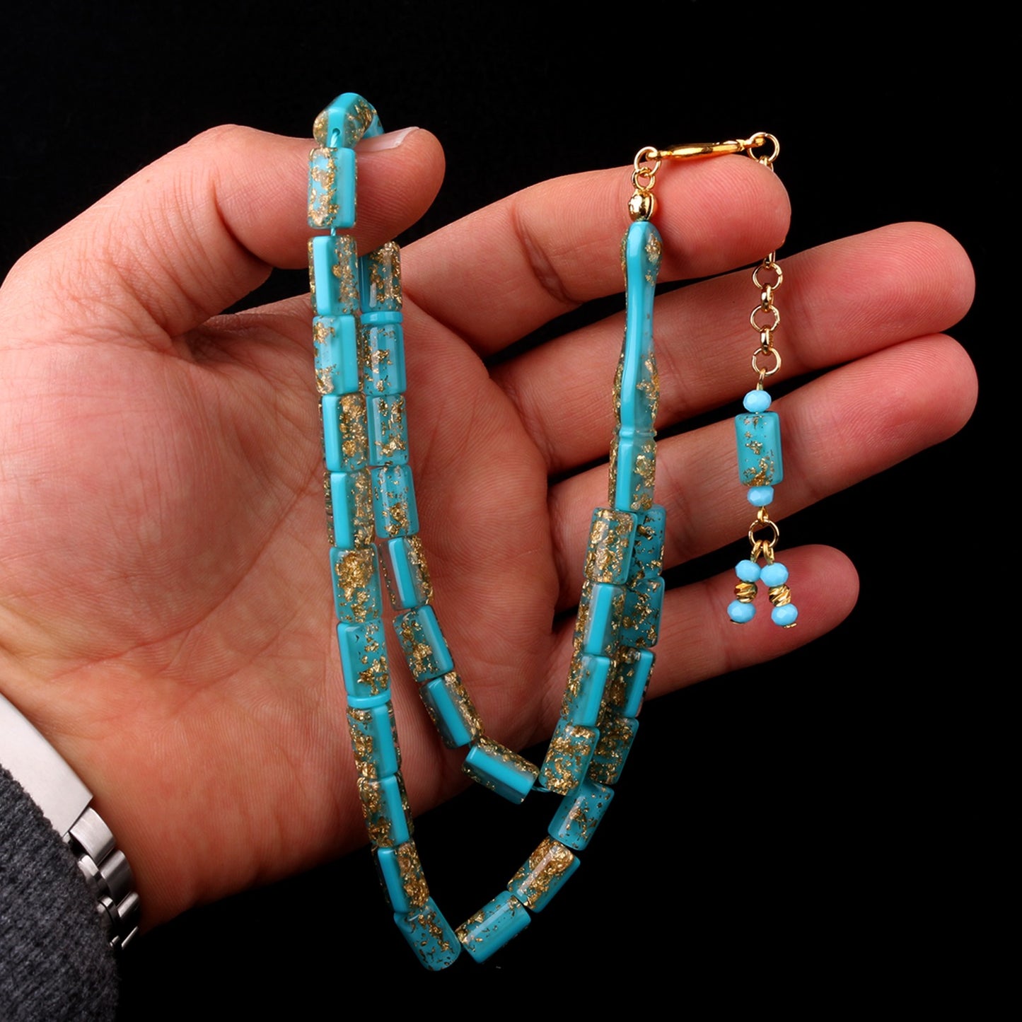 Tesbih turquoise émaillé | Métal