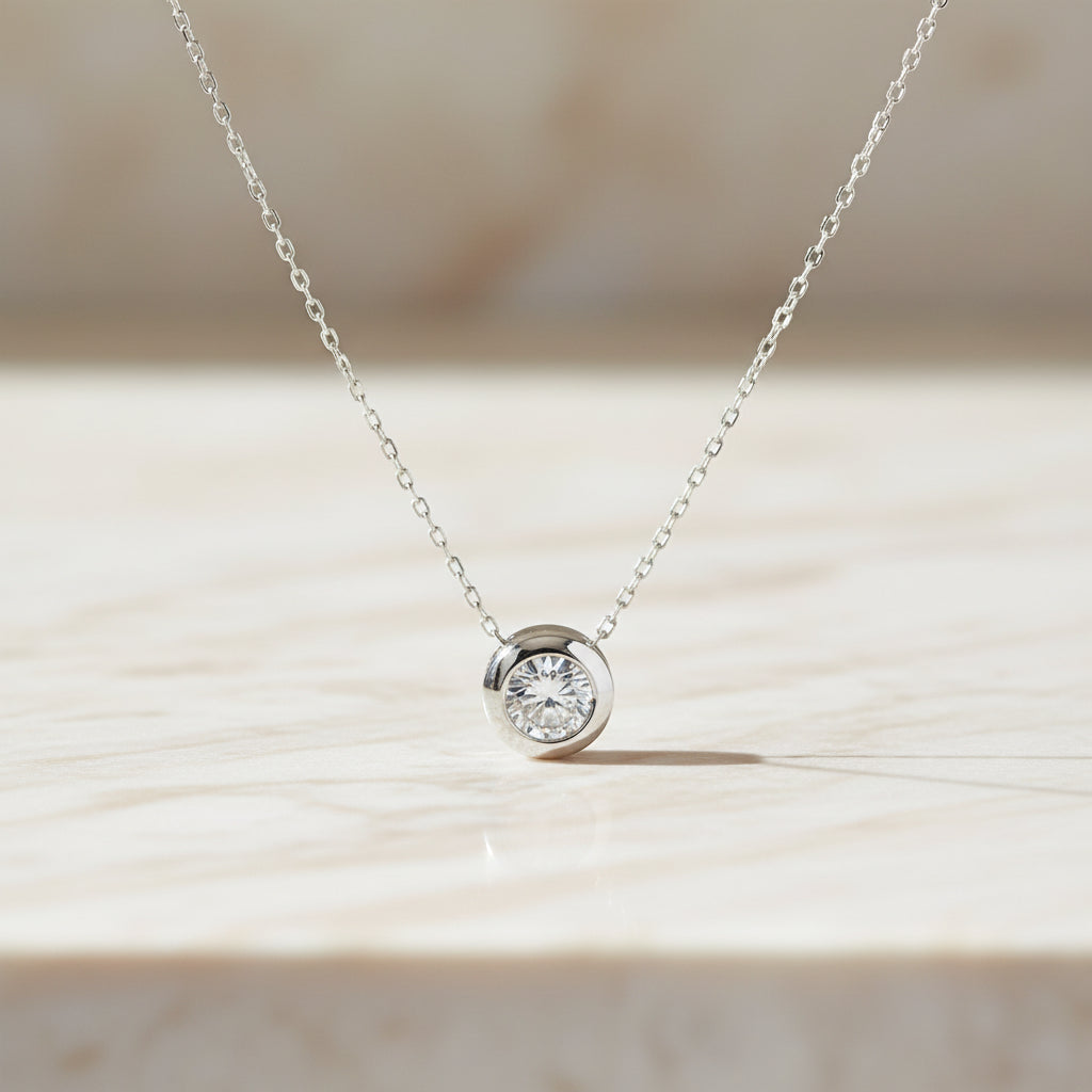 Single Stone Woman 925 Sterling Silver Necklace