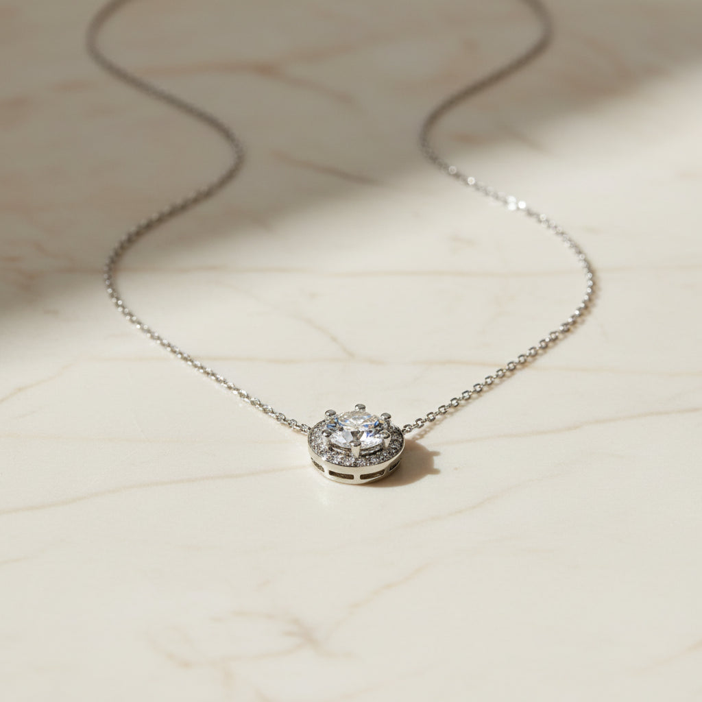 925 Sterling Silber Halskette mit Zirkonia