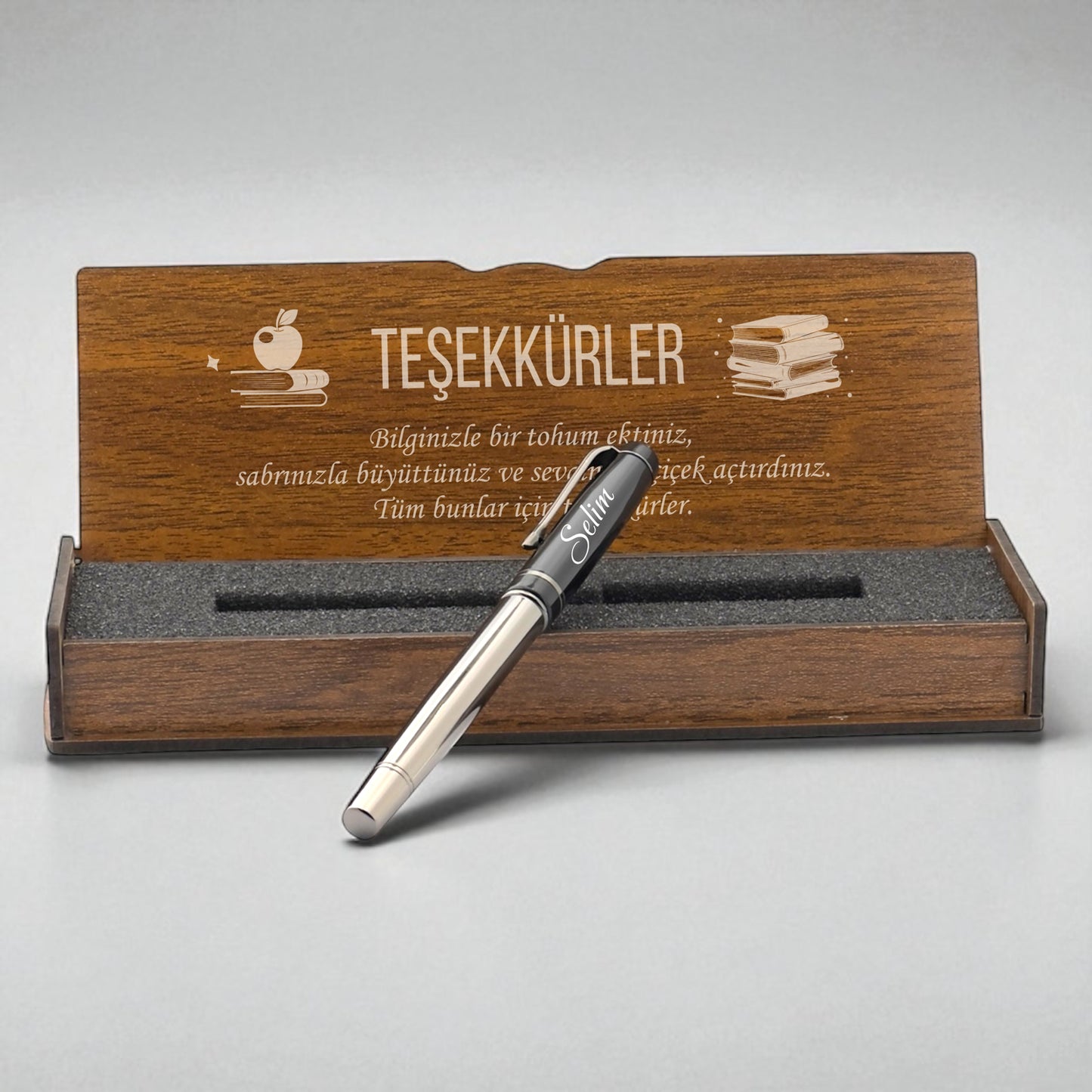 REMERCIEMENTS AVEC UN MESSAGE SUR ROLLER Personnalisé - Boîte en bois