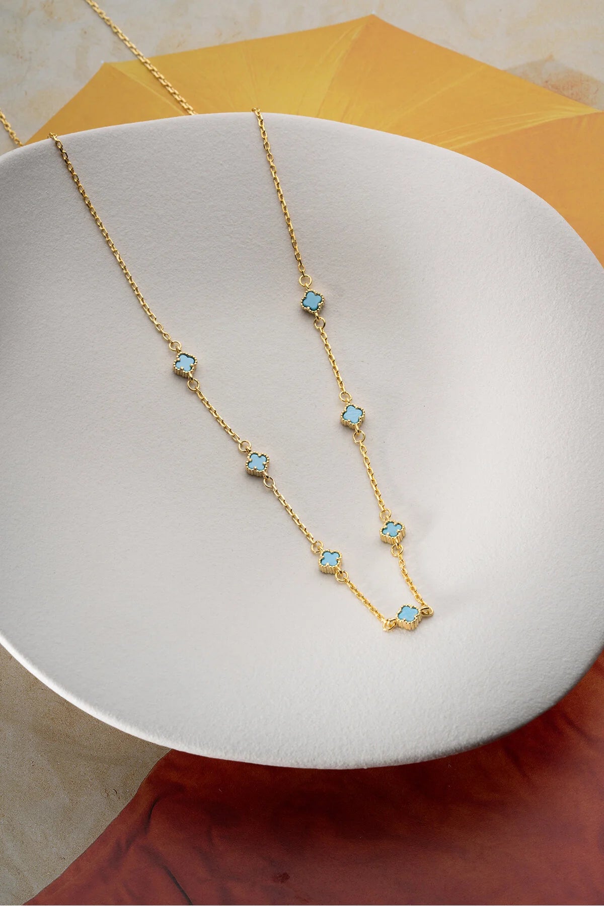 Luckyblue 925 - Turquoise Stone Clover Necklace