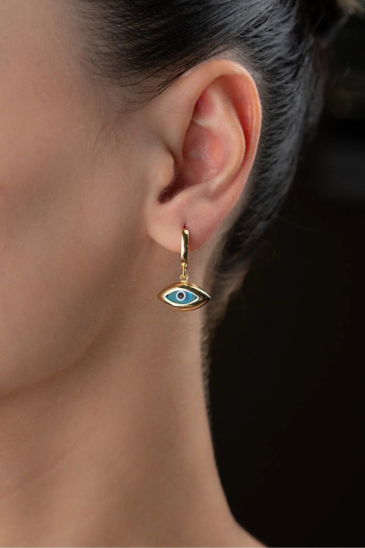 925er Silber Ohrringe mit Auge– 925er Silber – Blue Aura