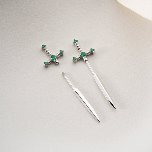 Boucles d'oreilles en pierre verte - style minimaliste