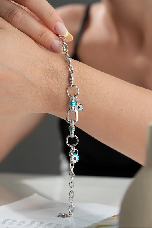 925 Ayar Gümüş Taşlı Trend Bileklik