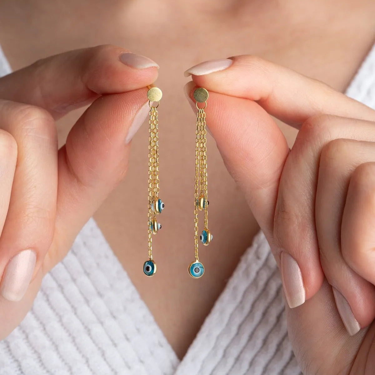 Boucles d'oreilles silencieuses - 925 argent sterling - Aura bleue