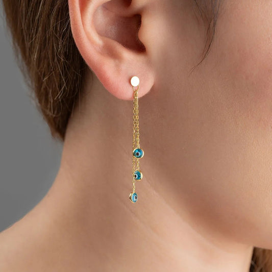 Shaking Evil Earrings - 925 Sterling Silver - Blue Aura