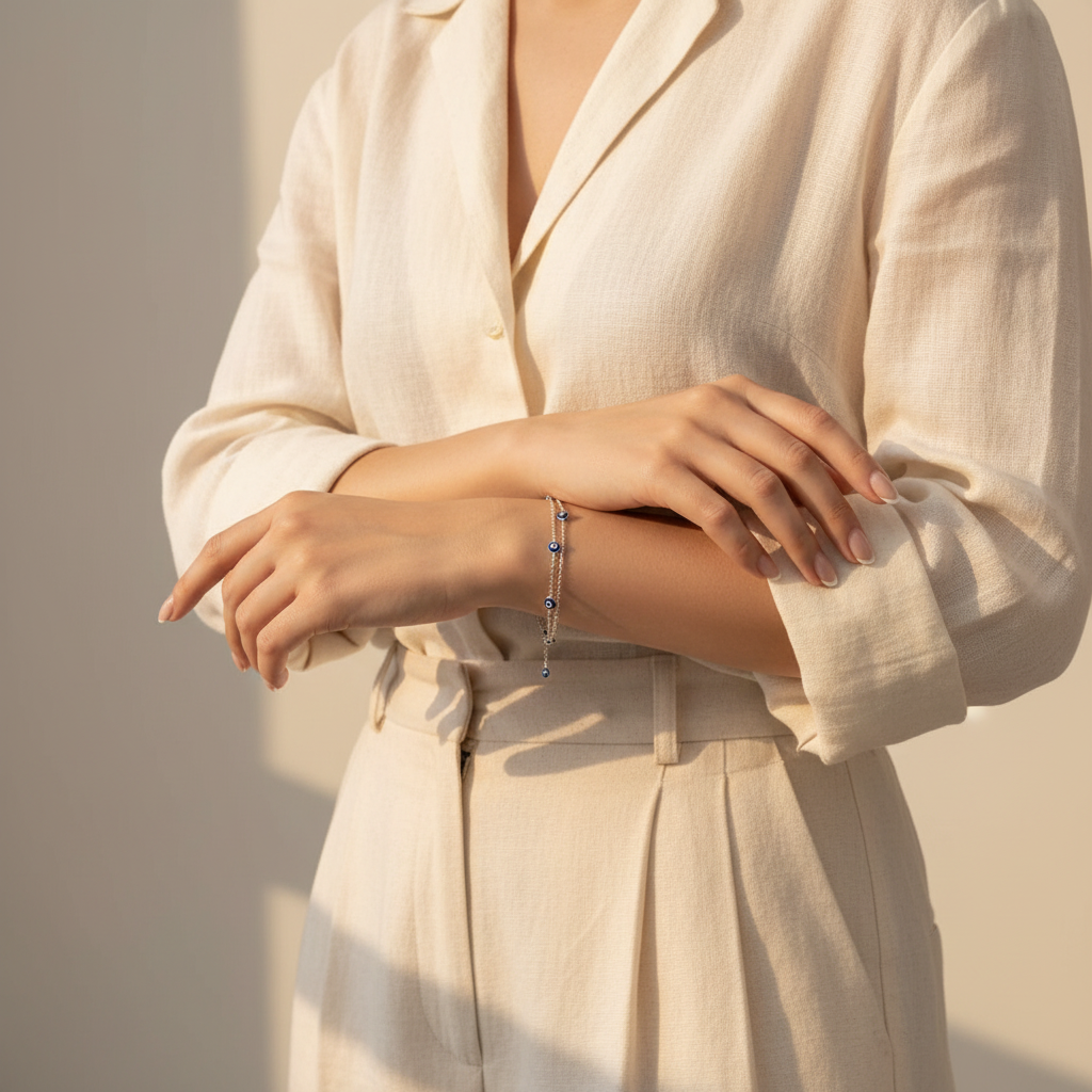 Blaues Nazar-Armband – 925er Silber – Blue Aura