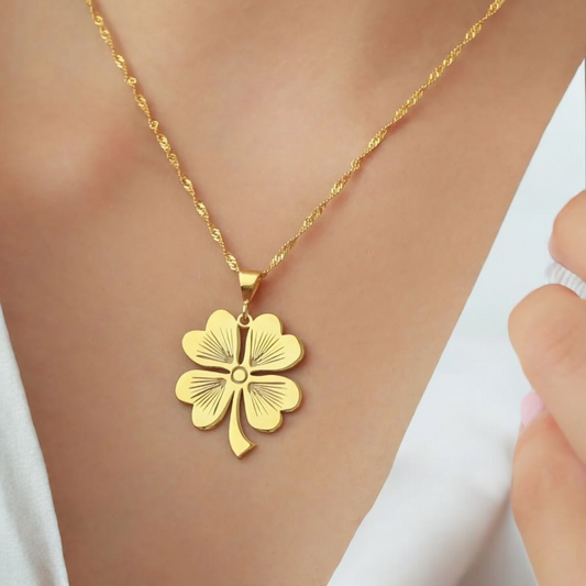 925 Ayar Gümüş Gold Yonca Kolye