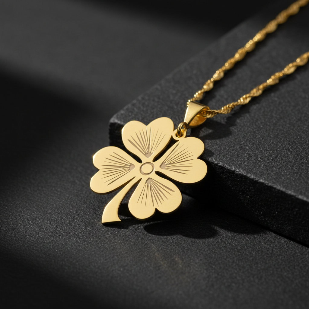 925 Collier de trèfle en or en argent sterling