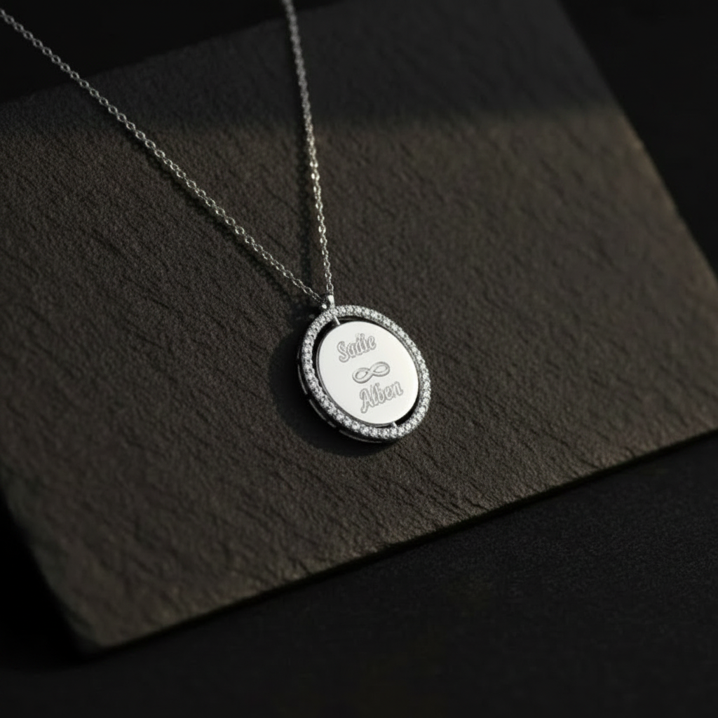 Named double -sided necklace - 925 sterling silver