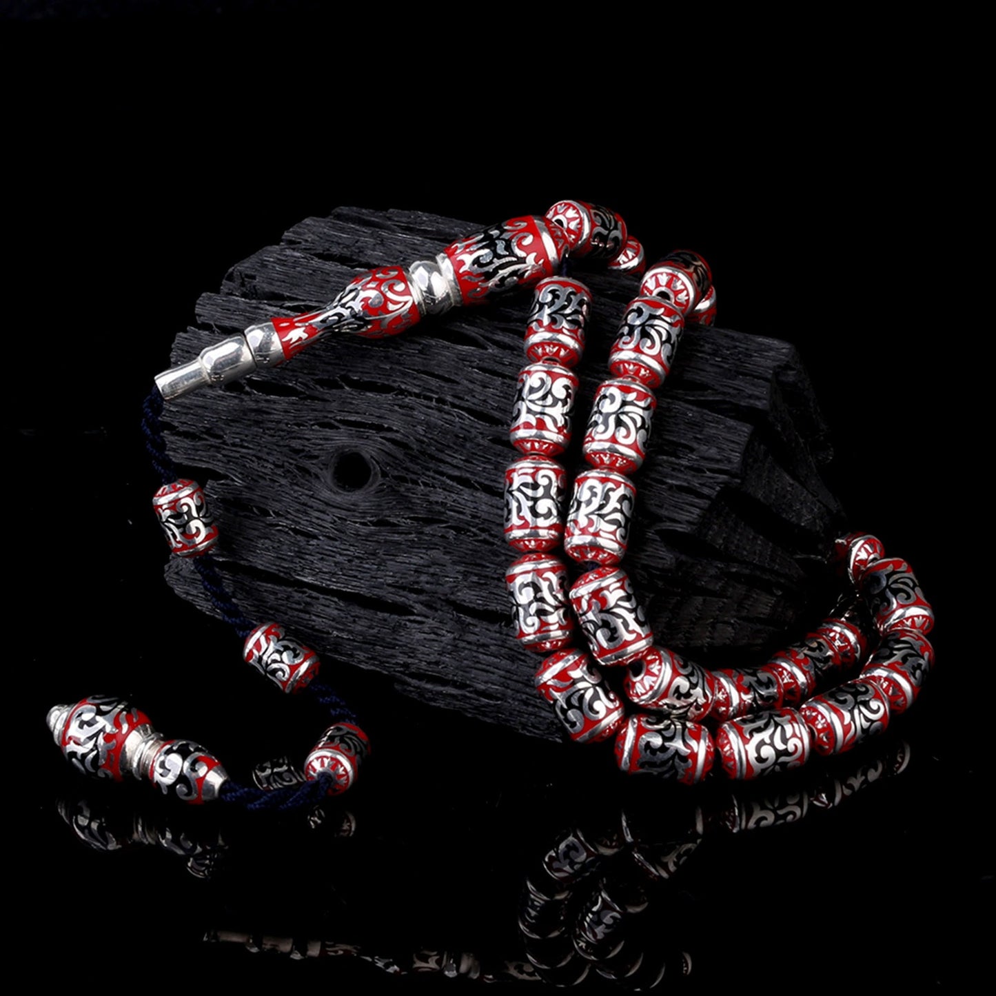 925 Ayar Gümüş Mine İşlemeli Tesbih