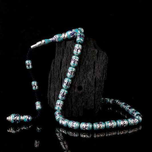 925 sterling silver turquoise enamel embroidered