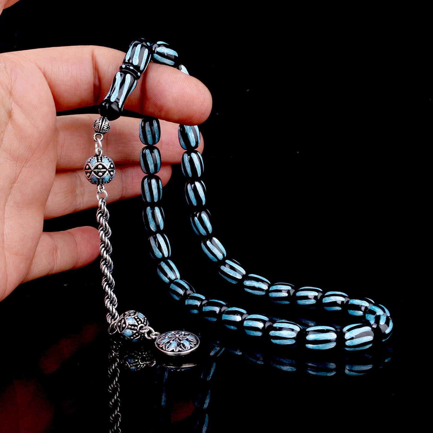 925 Sterling Silver Tassel Enamel Fire Amber