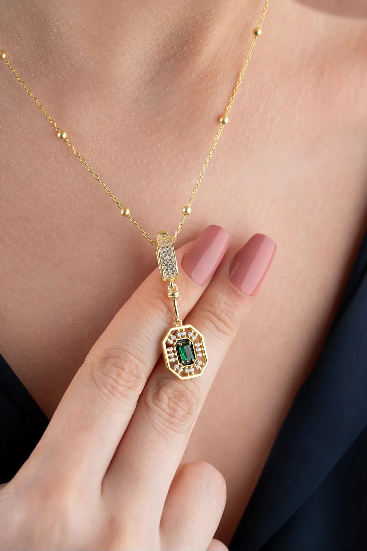 925er Silberkette Serenay mit grünem Zirkon