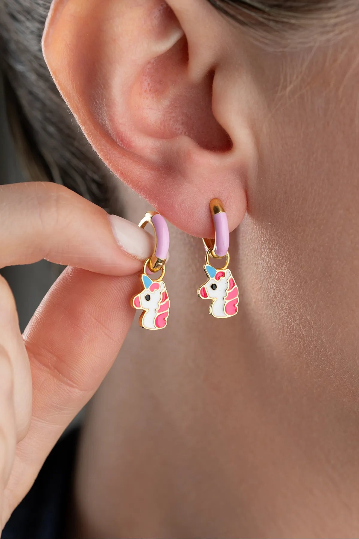 925 Sterling Silver Unicorn Children's Earrings