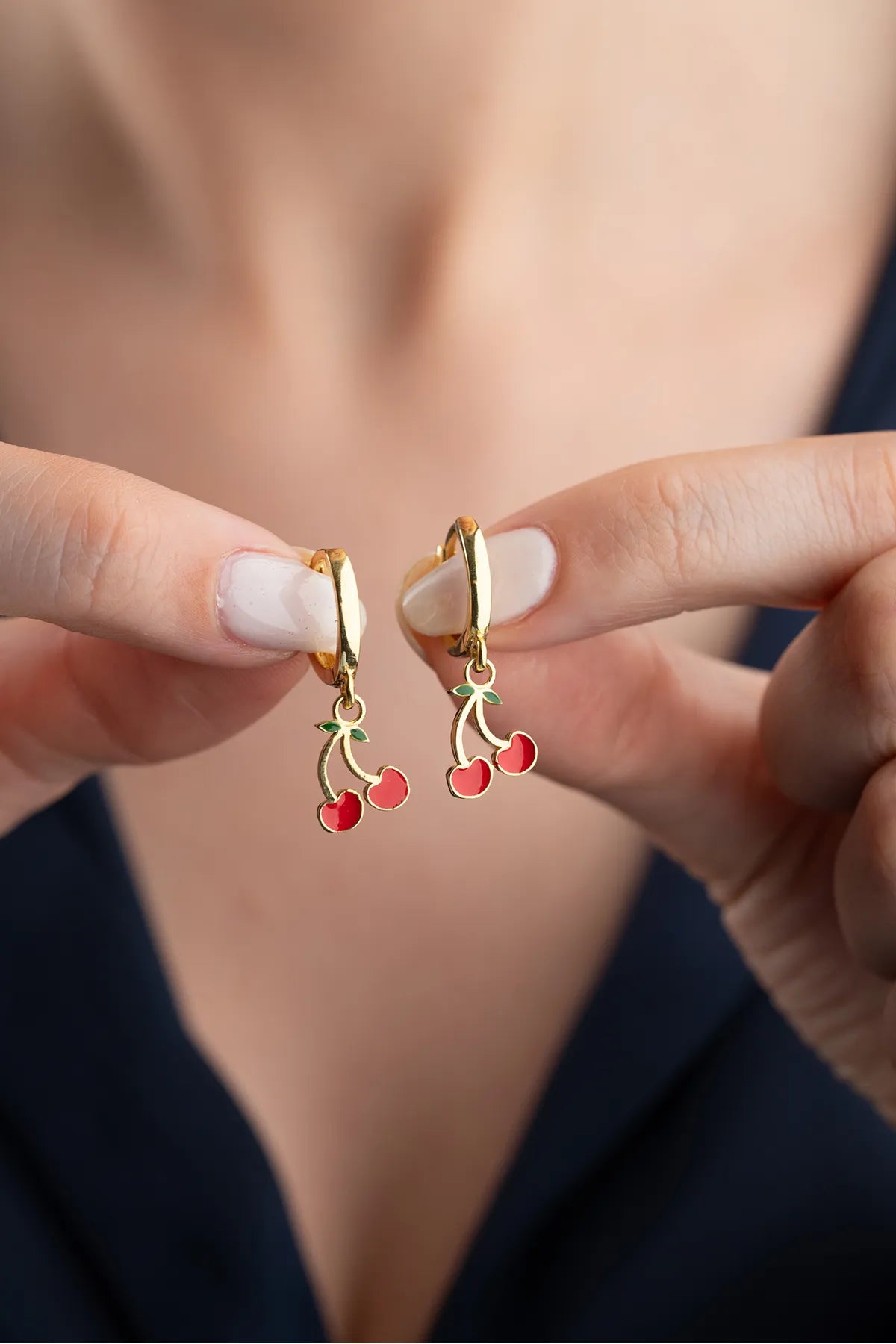 925 Ayar Gümüş Kiraz Çocuk Küpesi