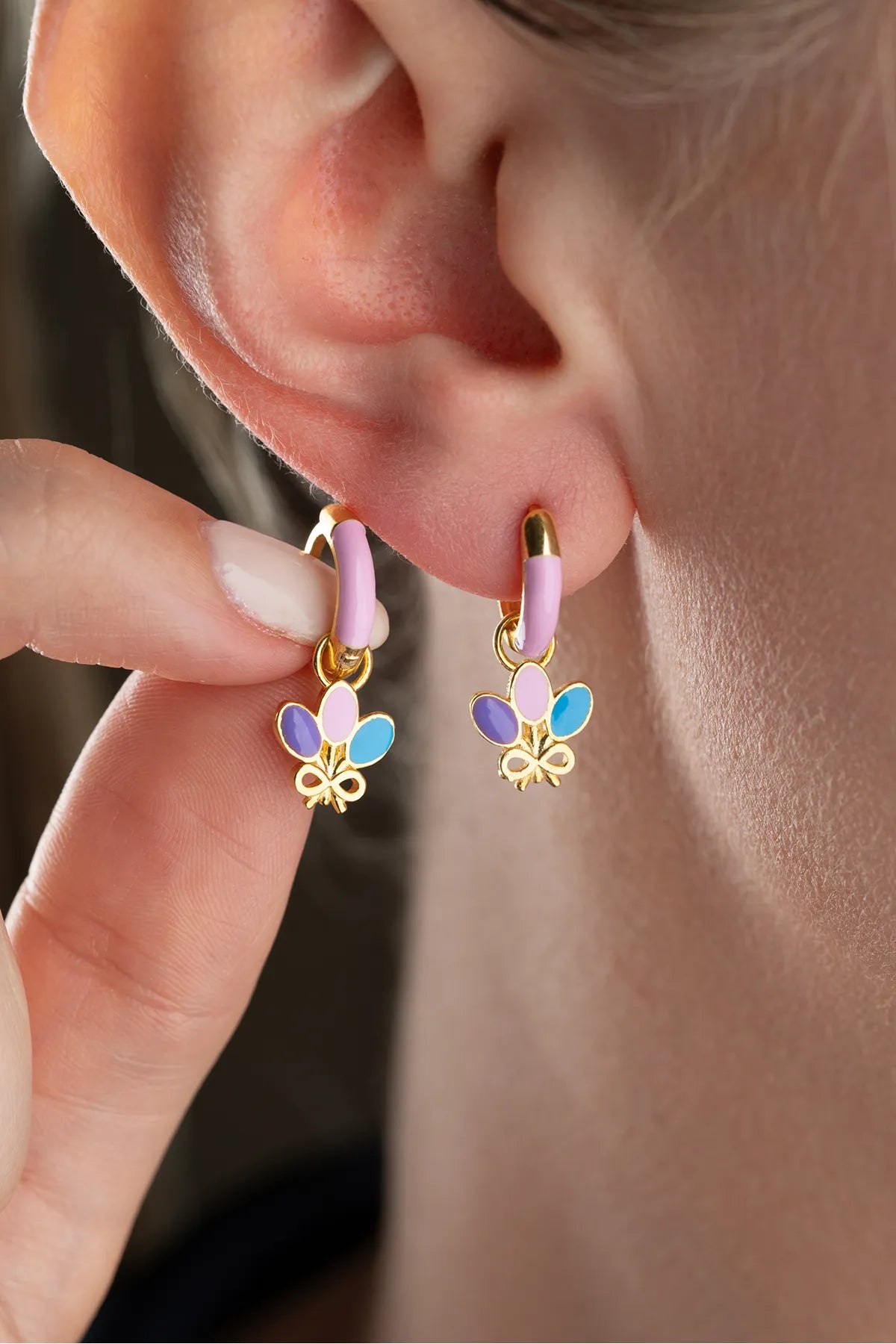 925 Ayar Gümüş Mineli Balon Çocuk Küpesi