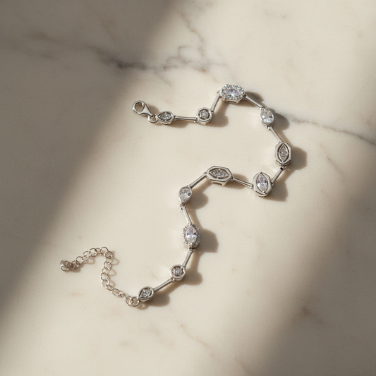 925 Sterling Silver Zircon Stone Trend Bracelet