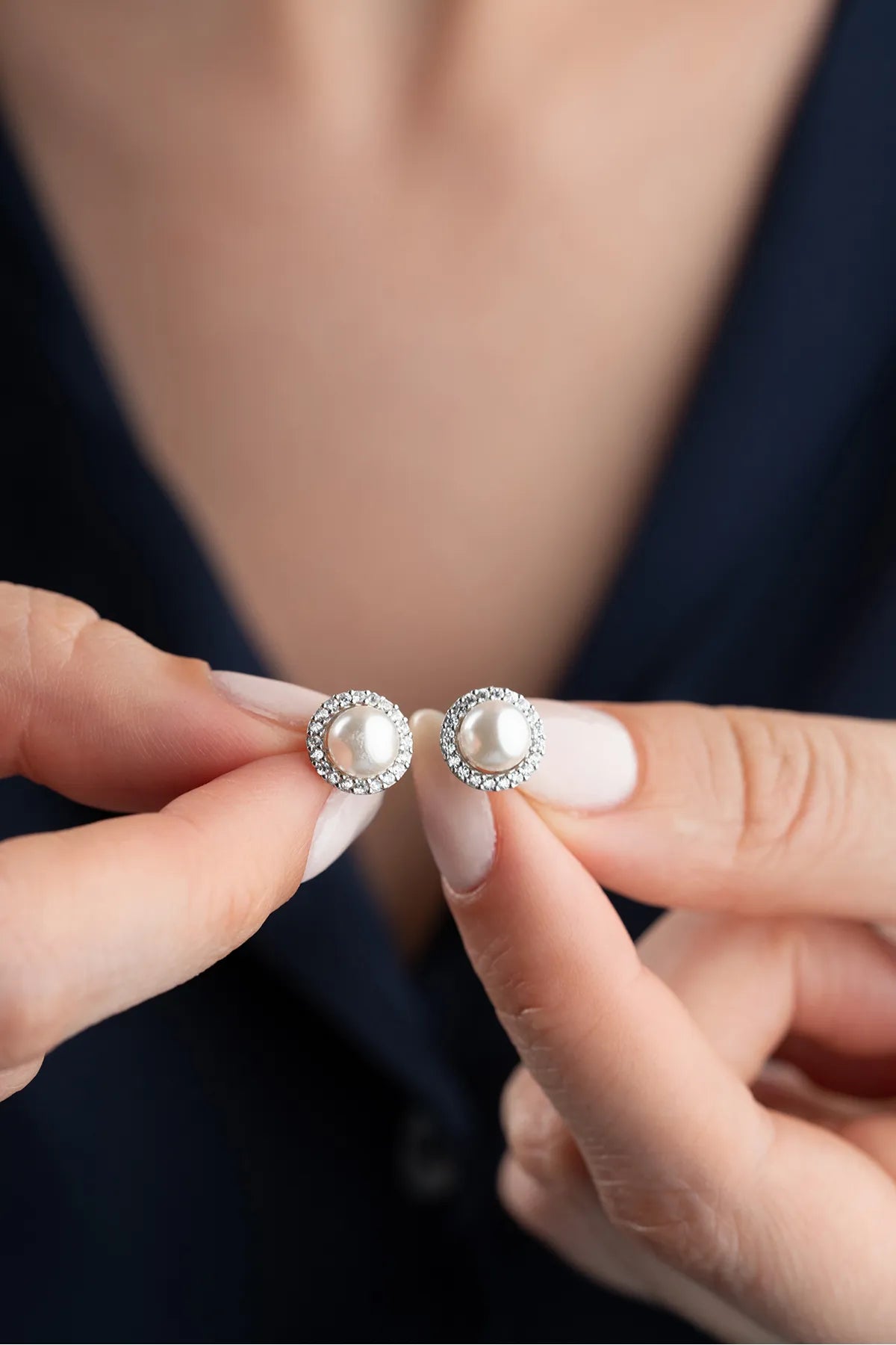 925 Ayar Gümüş İnci ve Zirkon Taşlı Küpe