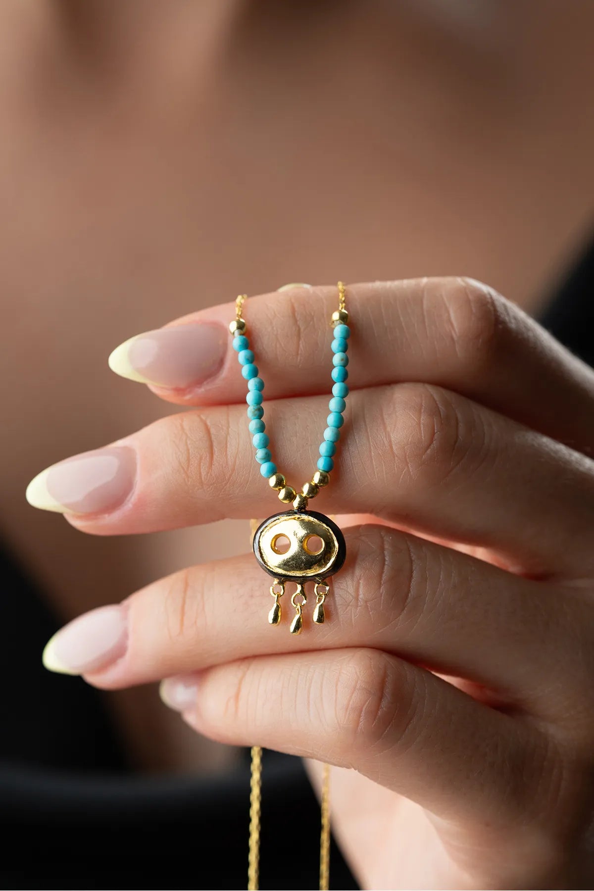 925 Ayar Gümüş Boncuklu Süryani Gözü Kolye