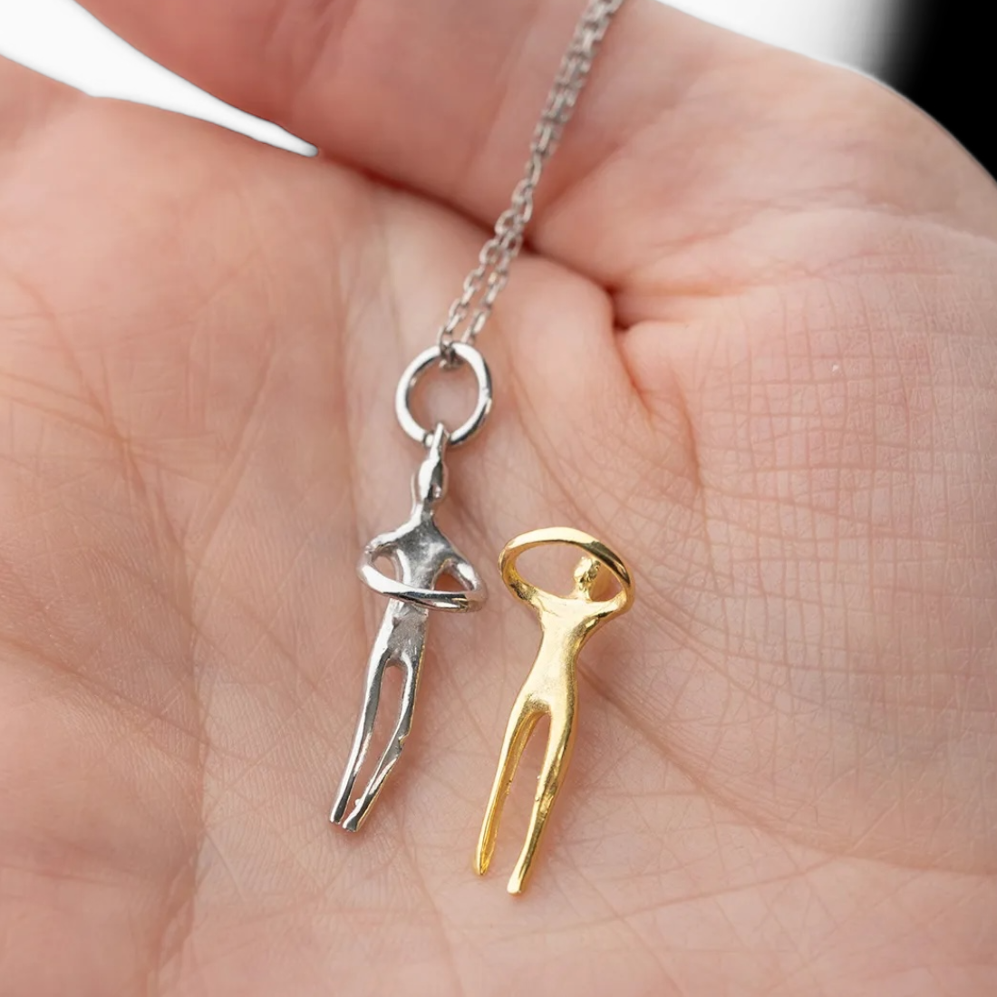 925 Collier d'amour couple enveloppé d'argent en argent sterling