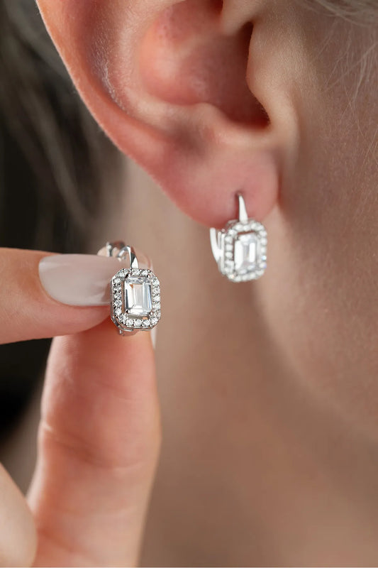 925 Ayar Gümüş Baget Taşlı Küpe