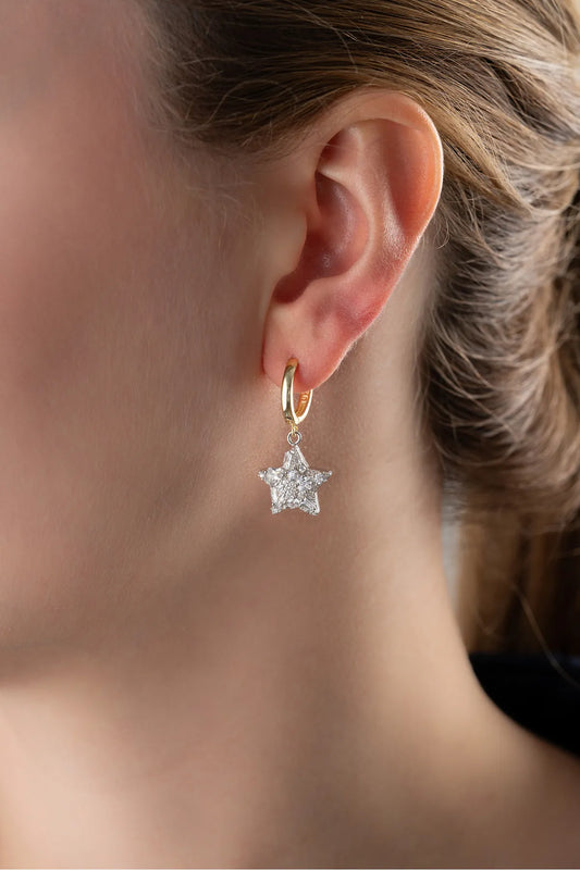 925 Ayar Gümüş Baget Taşlı Yıldız Küpe