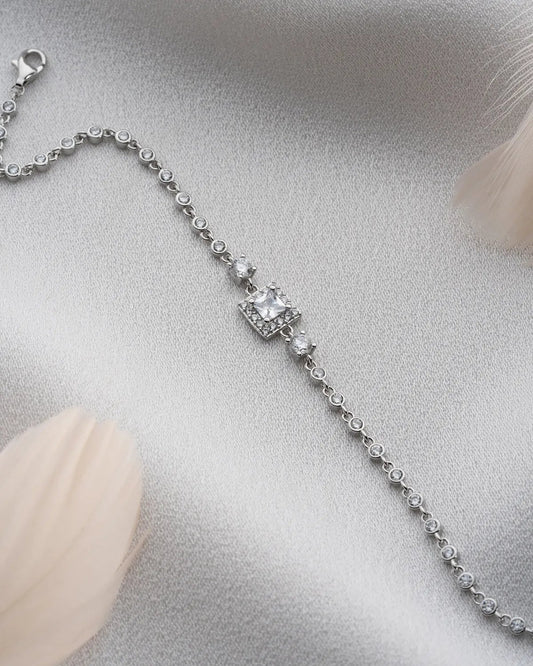 925 Sterling Silver Square Stone Waterway Bracelet