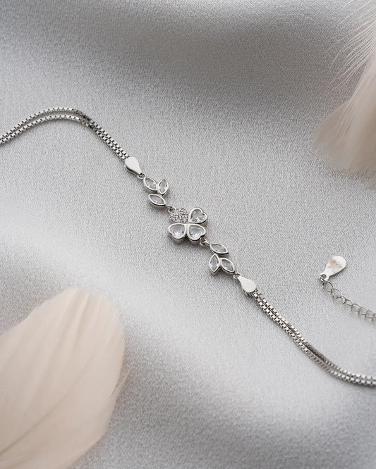 925 Sterling Silver Leaf Clover Bracelet