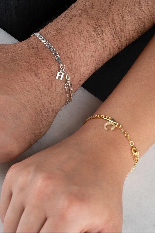 925 Bracelet à double bracelet personnalisé en argent sterling
