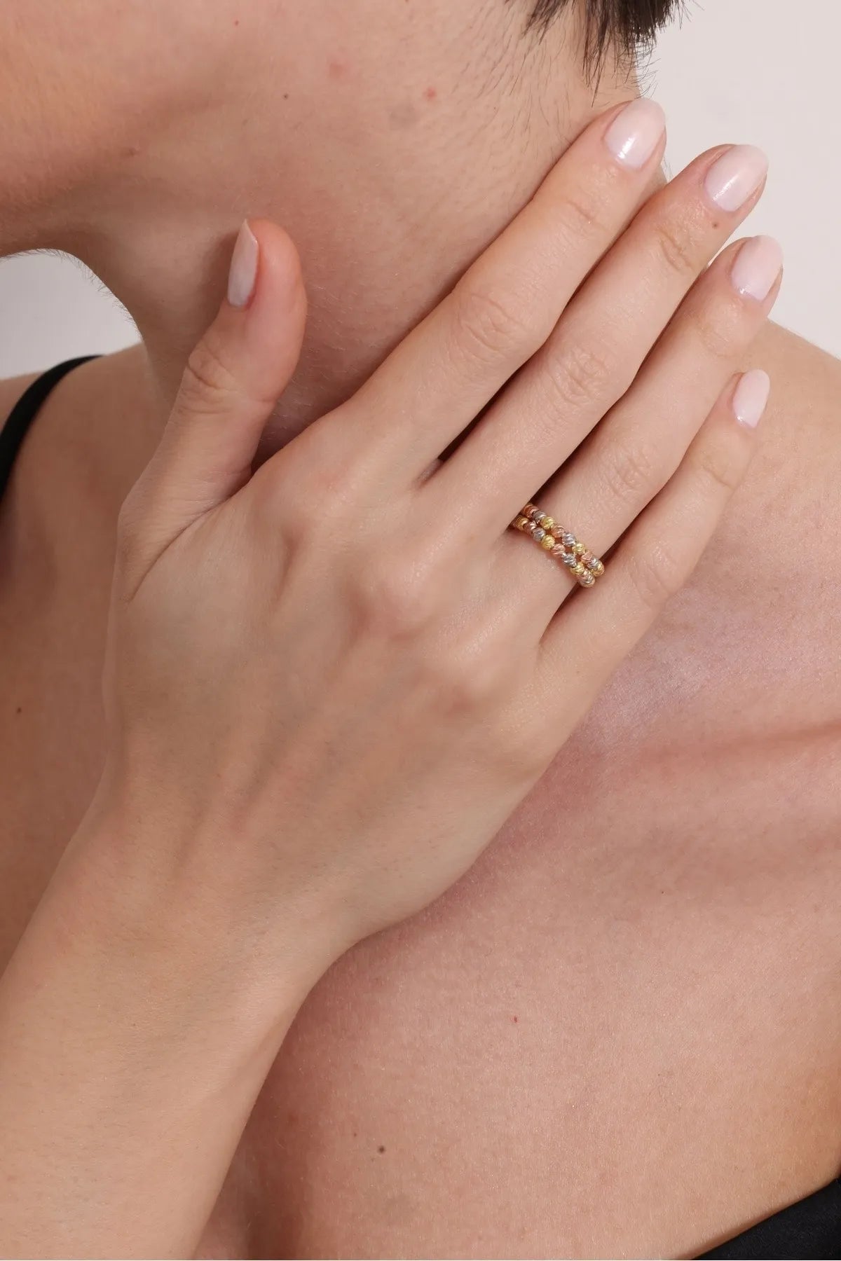 925 Ayar Gümüş Rose Ayarlanabilir 2 Sıra Dorika Yüzük