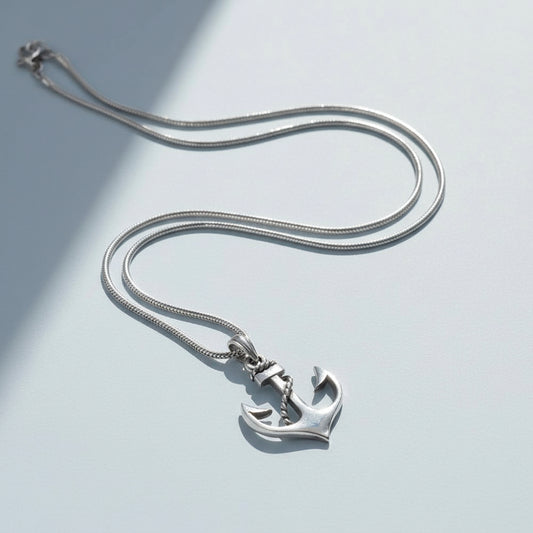 Sea anchor 925 sterling silver necklace
