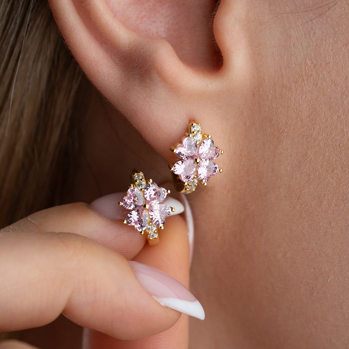 Pink Clover Earrings
